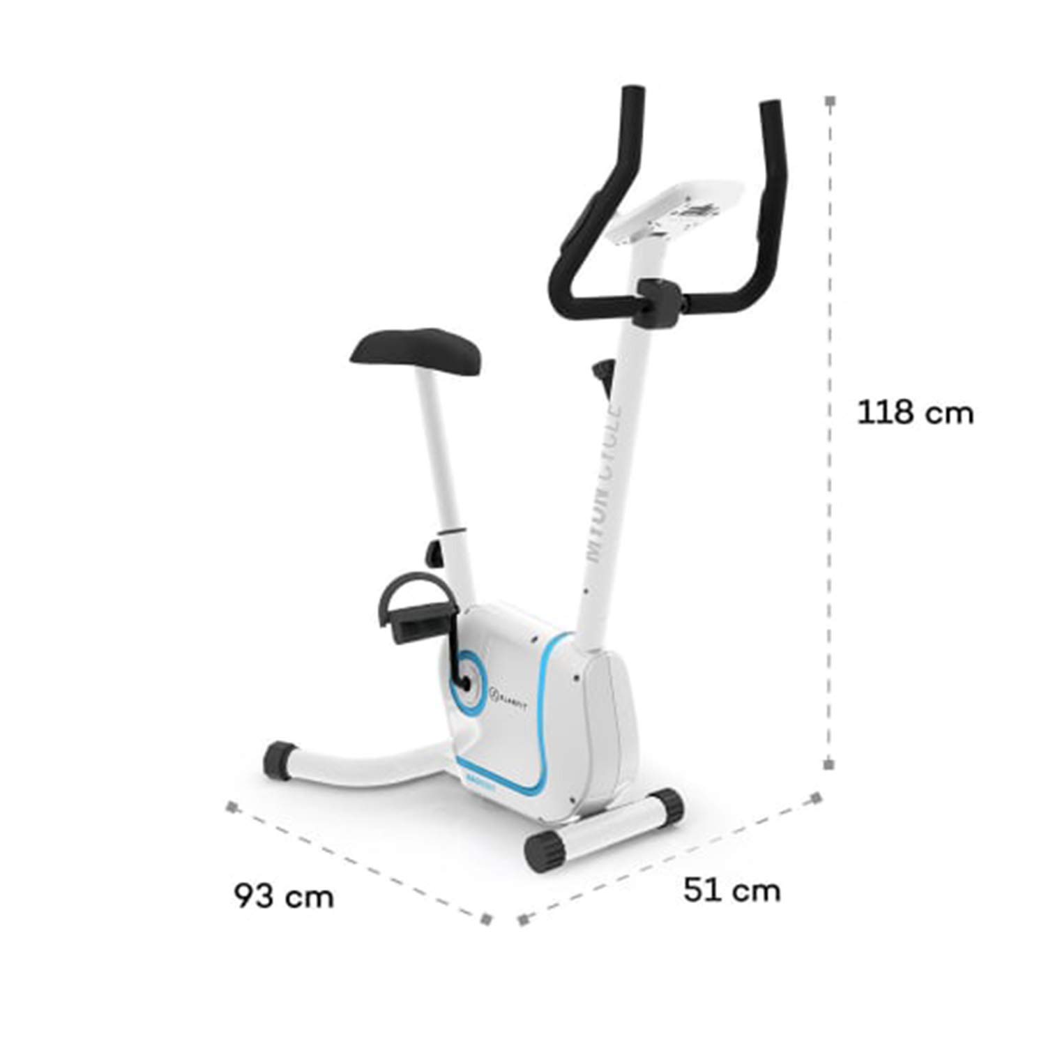 KLAR FIT Myon Cycle - Cyclette, Volano 12 kg, Cyclette da Camera con Trasmissione a Cinghia con SilentBelt, 8 Livelli, Cardiofrequenzimetro, Altezza Sella Regolabile, Supporto Tablet
