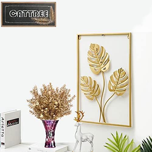 Miniatura 7 de CATTREE - Plantas artificiales para decoración dorada, hojas de bayas doradas, simulación falsa de hojas puntiagudas, arbustos de plástico, adornos