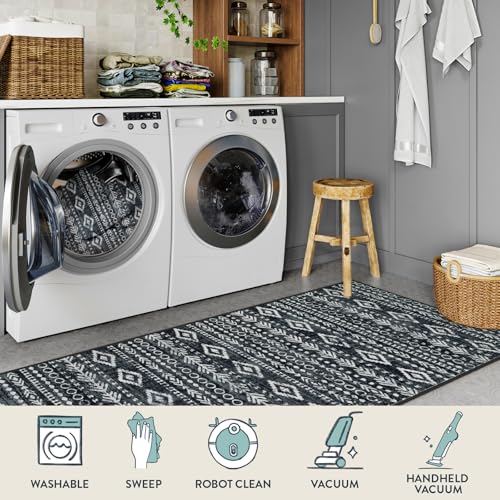 Lahome Boho Moroccan Runners For Hallways, Washable 2.5X8 Black White Hallway Runner Non-Slip Kitchen Runner Rug 8Ft thumb #5
