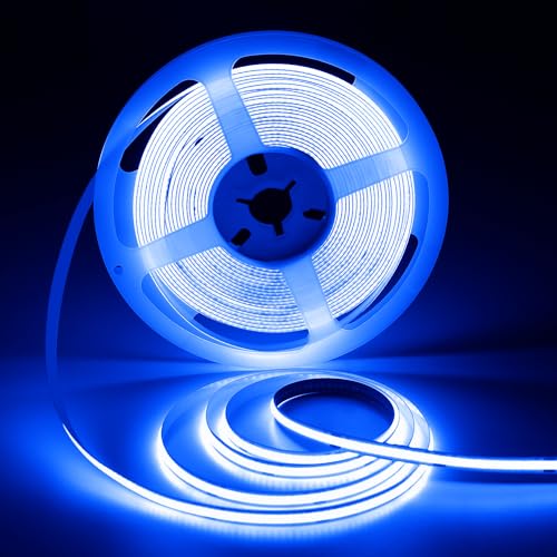 ShineBurky 24V COB Led Strip, Blauw LED Strip Licht 10M, CRI93+ Snijbaar Flexibel Helde Ledstrip voor TV-achtergrondverlichting, Keuken, Slaapkamer, Interieur Decoratie (zonder Voedingstekker)