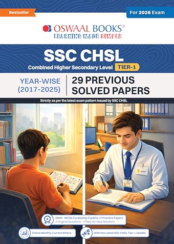 Image of Oswaal SSC CHSL Tier-1 29 Previous Years Solved Papers English Medium | 2900+ Questions + 2 Practice Papers | Year-wise 2017-2025 | For 2026 Exam