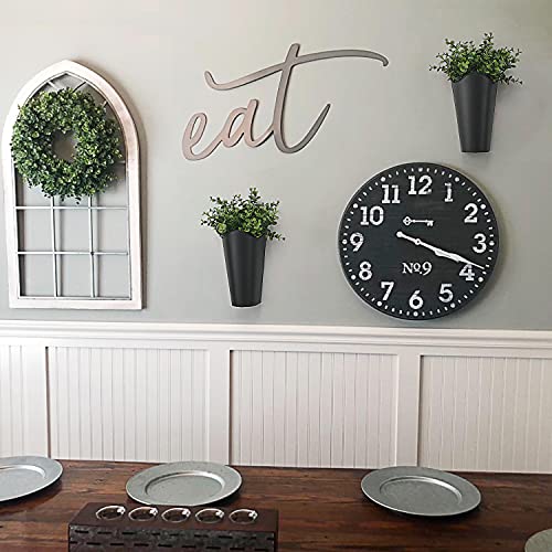 Mkono Galvanized Metal Wall Planter Farmhouse Wall Vase For Artificial Plants Flowers, Rustic Hanging Fake Flowers Holder Country Home Bedroom Living Room Decor Set Of 2, Black, Small #TOP1