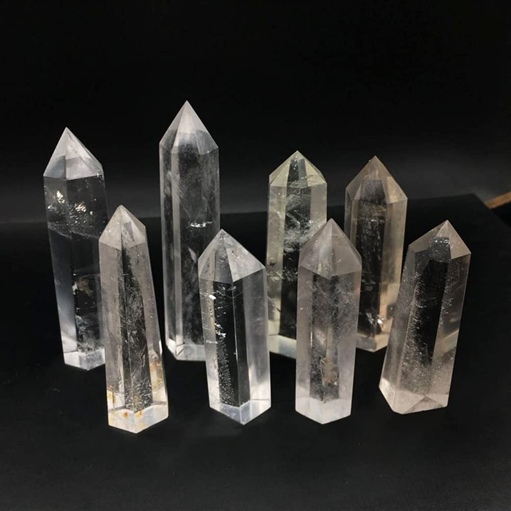 8 Uds Cristales de Cuarzo Transparentes Puntas de Varita obelisco Cristales de Cuarzo Transparentes Naturales Piedras for Piedras Inicio Colecciones