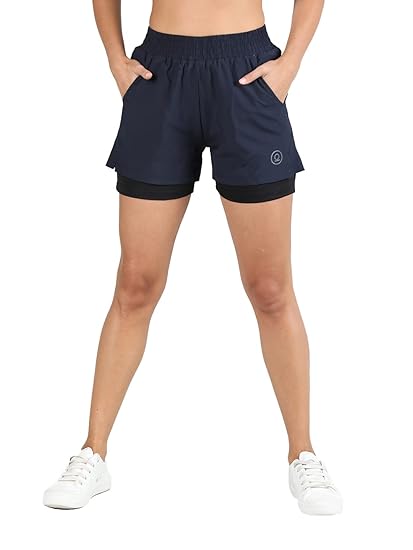 Double Layered Sports Gym Workout Running Shorts for Women