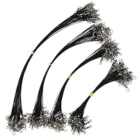 PISCORUSH 50 Stück Angeldrahtvorfächer, Nylon-beschichtete Angelschnur, Vorfächer mit Wirbeln und Druckknöpfen, Edelstahl, Angelzubehör (Schwarz, 30cm 50STK)