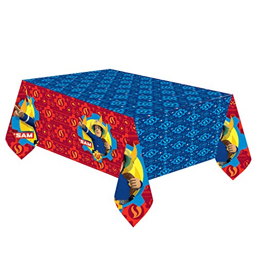 amscan Anime Nappe-Plastique Sam Le Pompier, 9902178, 120 x 180 cm, Rouge