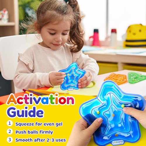 Image of LESONG Sensory Fidget Toys for Kids: 4 Pack Squishy Gel-Filled Fidget Maze for Special Needs - Calming Sensory Toys for Autism ADHD Classroom Prizes - Travel Games for Boys Girls Car Road Trips