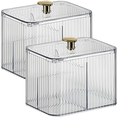 Almacenamiento rectangular transparente para baño con pomo dorado elegante 2