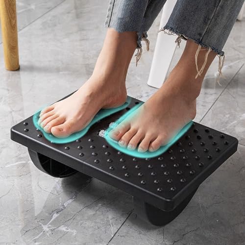 Descanso para pies oscilante ergonómico con rodillos masajeadores, ángulo ajustable, soporte postural antideslizante, taburete para pies gris miniatura 3