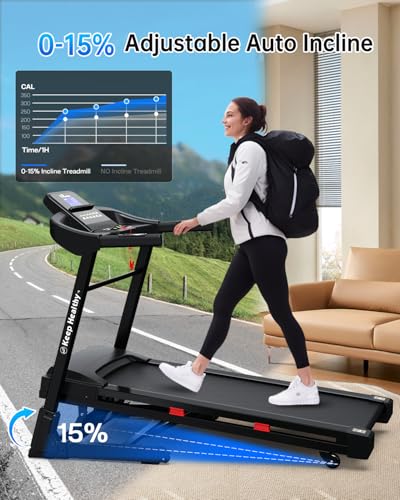 Image of FYC Folding Treadmill for Home with Incline 330lb Weight Capacity 3.5HP Portable Electric Treadmill with Bluetooth, 12 Preset Programs Exercise Running Machine Easy Assembly