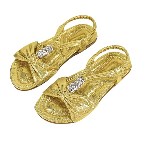 Image of Toddler Girls Sandals Elastic Strap Comfort Soft Princess Flats Summer Cute Bowknot Summer Shoes
