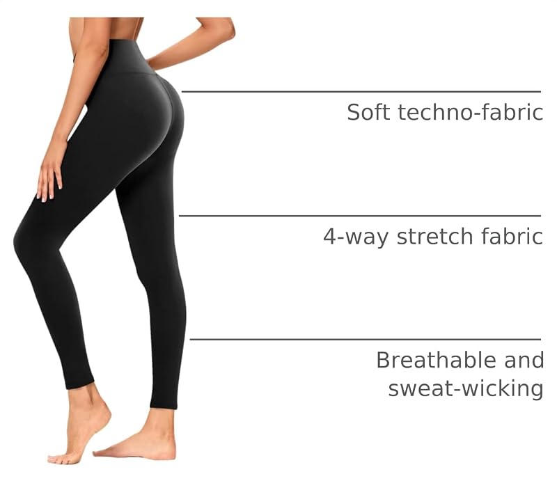 GAYHAY High Waisted Leggings for Women - Soft Opaque Slim Tummy Control Printed Pants for Running Cycling Yoga Black image 4