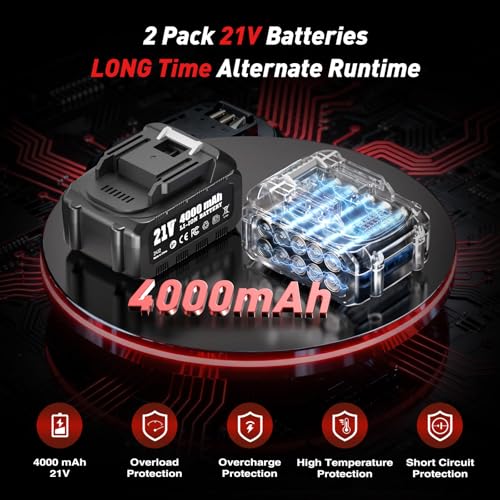Image of 6 Inch Cordless Car Buffer Polisher: 2x4000mAh Batteries Car Buffer, Car Waxer Kit with 8 mm Orbit Block & 6 Speed Control (2500-6000 RPM) - for Car /Boat Detailing, Scratch Removal and Waxing