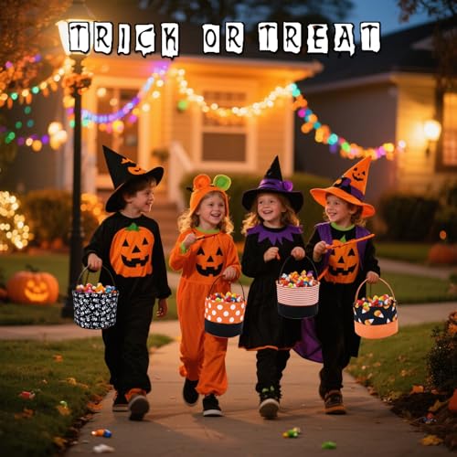 Halloween Candy Basket for Kids, Trick or Treat Bucket Boo Spooky Small Baskets for Girls/Boys Gift Baskets (Candy) - image 6