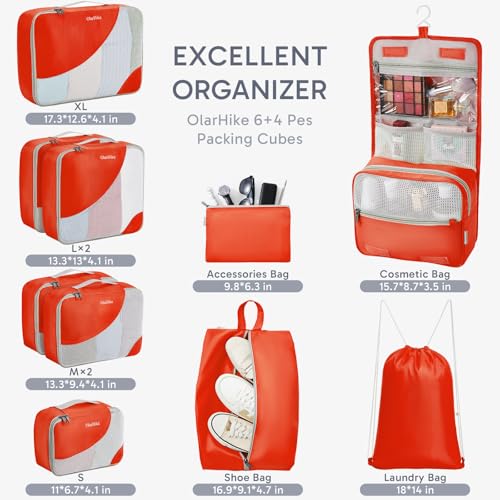 Image of OlarHike Packing Cubes for Travel,10 Set,Orange