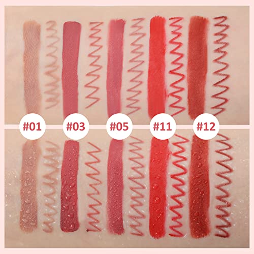 Boobeen Liquid Matte Lipstick And Lip Line Pencil Set, Nude Red Lip Makeup Longwear Waterproof Lipliner Pens & Velvet Lip Stain Lip Gloss Smooth Matte Lip Color Make Up Gift Set #TOP2