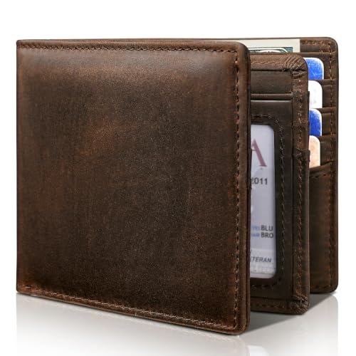 Image of Artpaxy Mens Wallet Bifold Genuine Leather RFID Blocking Wallet for Men with 1 ID Window 15 Card Holders 2 cash pockets 1 Gift Box