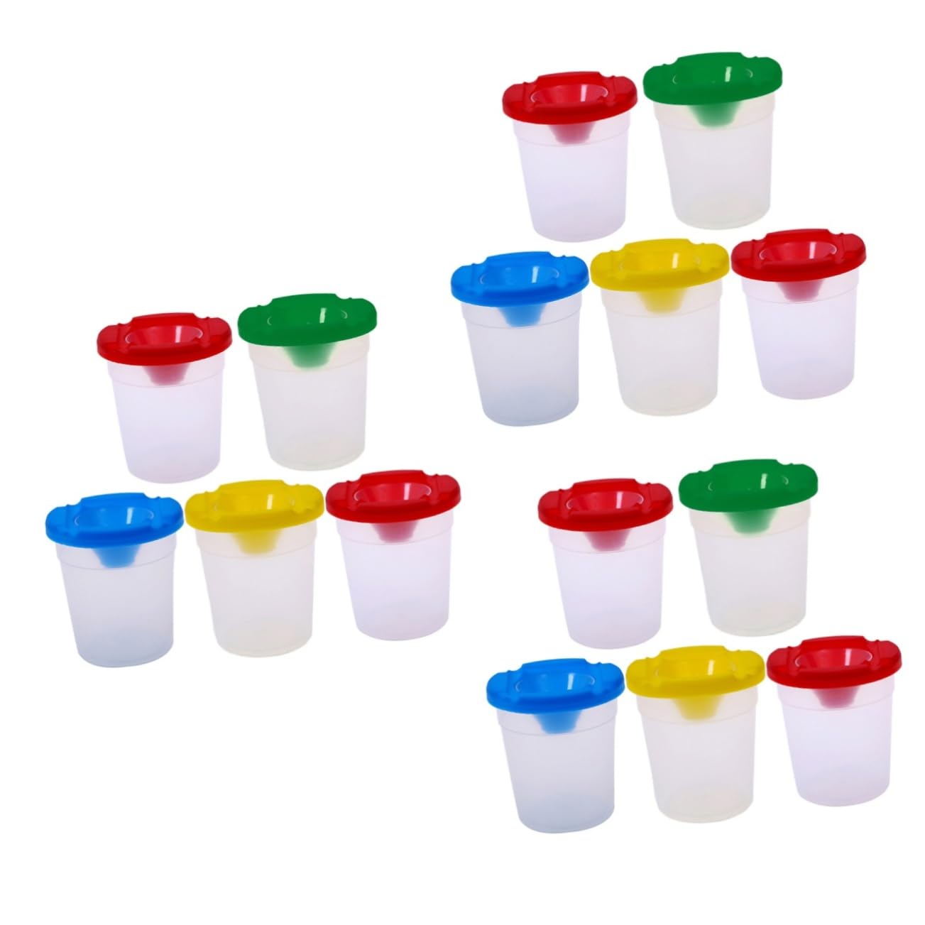 GLSTOY 3sets Washable Paint Cups with Lids Boys and Girls Drawing Cups Leakproof for Art Projects 5pcs*3 Random Color