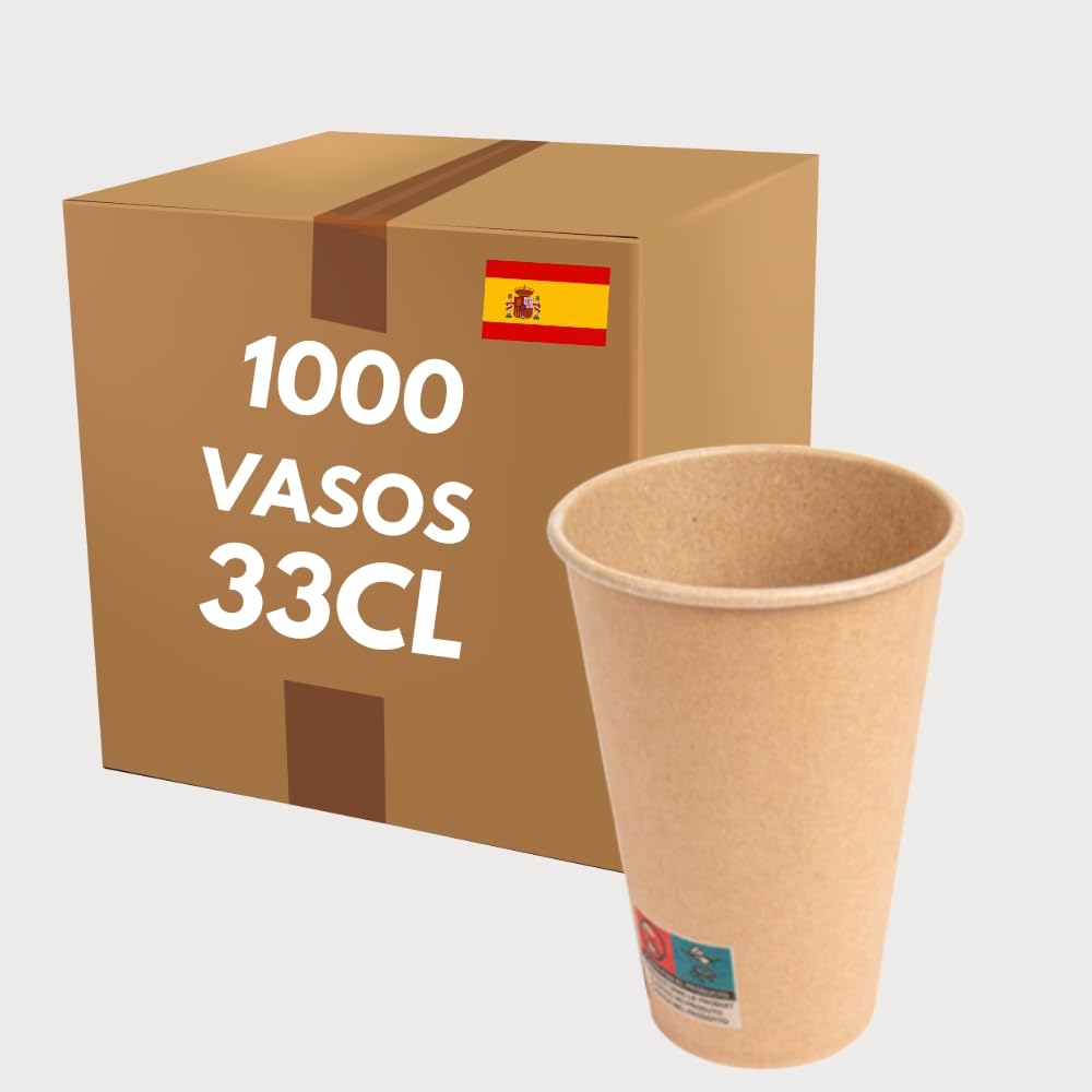COVR Vasos de cartón Kraft (33 cl - 12 oz/1000 unidades)