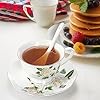Tea Cup And Saucer Foraineam Set, Porcelain Ivory Floral Coffee Cups With Saucers And Spoons 6 Oz Tea Cup Set With Gold Trim Latte Cups And Espresso Mug For Coffee Drinks Latte - View #8