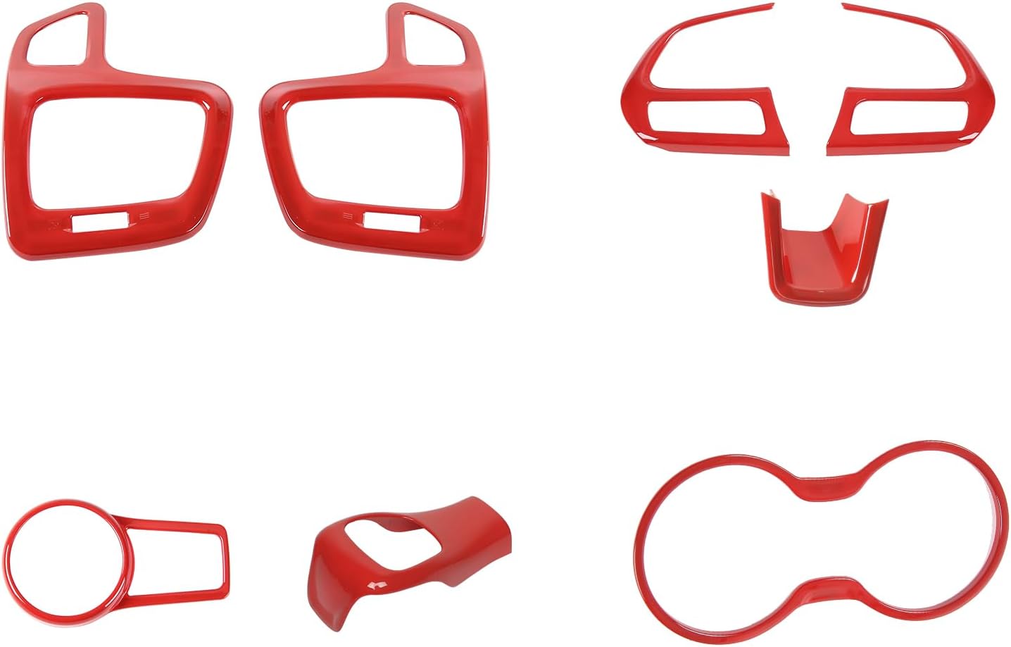 Jimen Fit for Jeep Compass 2017-2020, 8PCS Red Interior Trim Kits - Dash Air Vent Cover, Headlight Switch Trim, Shifter Knob Cover, Front Cup Holder Frame