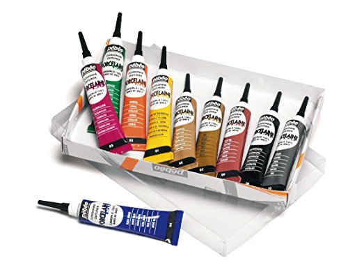 Pebeo 036100 Porcelaine 150, Set of 10 Assorted China Paint Outliners, 20 ml Tubes
