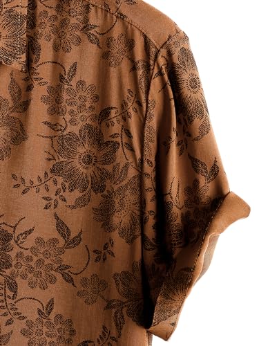 Image of JOTOOK Mens Hawaiian Shirt Short Sleeve Button Down Tropical Shirts Casual Floral Summer Beach Shirt