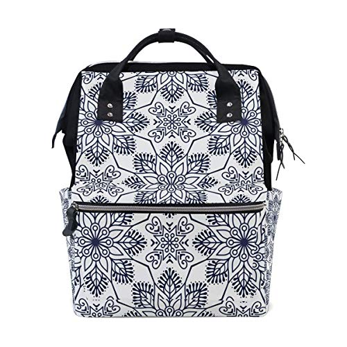 Retro Trippy Mandala Pattern Diaper Bags Mummy Tote Bags Large Capacity Multi-Function Backpack
