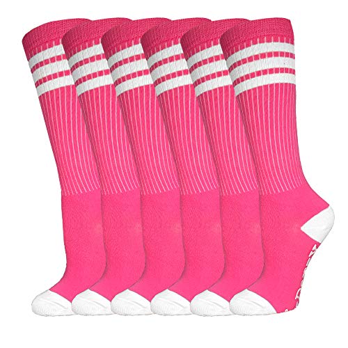 Image of 3 Pairs of juDanzy Knee High Boys or Girls Stripe Tube Socks for Soccer, Basketball, Uniform and Everyday Wear