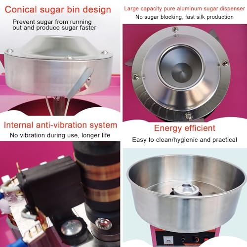 Zuckerwatte Maschine Für Zuhause Kommerziell Mit 20-Zoll Edelstahlschüssel,Zuckerschaufel Und Schublade,Cotton Candy Machine in Höchster Qualität Für Jeden Anlass – Bild 5