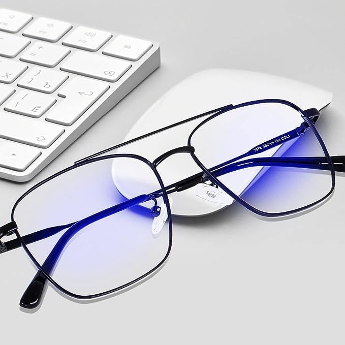 Image of Roshfort Eyewear Zero Power Blue Cut & Antiglare Computer Square Eyeglasses | Men & Women | Medium - Pack Of 1