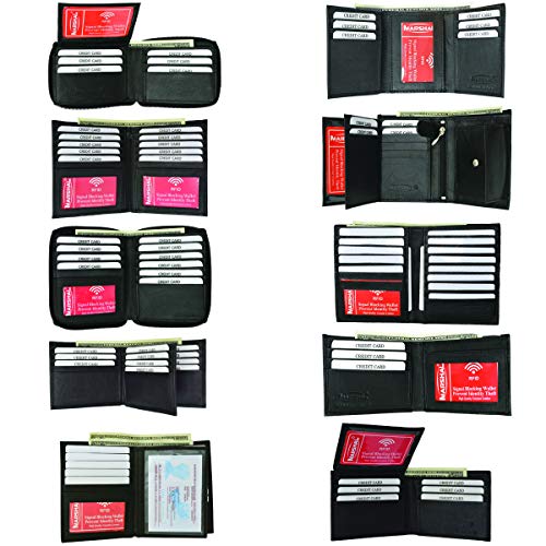 MARSHAL Wholesale RFID Blocking Black Men's Premium Leather Hipster Bifold & Trifold Wallets2