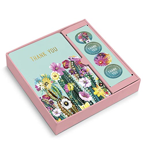 Image of Note Card & Sticker Set by Studio Oh! - Desert Blossoms Thank You - Set of 12-3.5 inch x 5.25 inch Blank Cards with Envelopes and Stickers - Includes 3 Cards Each of 4 Designs