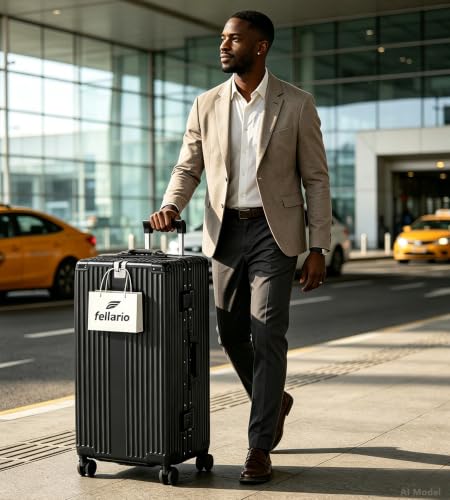 Image of feilario Super Large Aluminum Frame Checked Luggage, Removable Wheels | Zipperless access, PC shell, TSA lock, cup /phone holder and 126L capacity suit dorm moves, moving and long trips