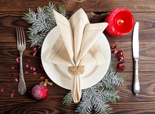 Light & Pro 59043 Linen Flax Napkins,Flax Linen Napkins, Hemstitched Linen Napkins,Cloth Napkins,Dinner Napkins Cloth,Cloth Napkins Set Of 12,Linen Napkins Set Of 12,Napkin Cloth Washable,Natural Flax Napkin 18X18 thumb #2