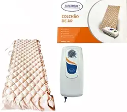 SUPERMEDY Colchão Pneumático Air Plus 130kg Anti Escaras 110V - Bege - Tamanho Rainha - Pneumático Hospitalar e Domiciliar
