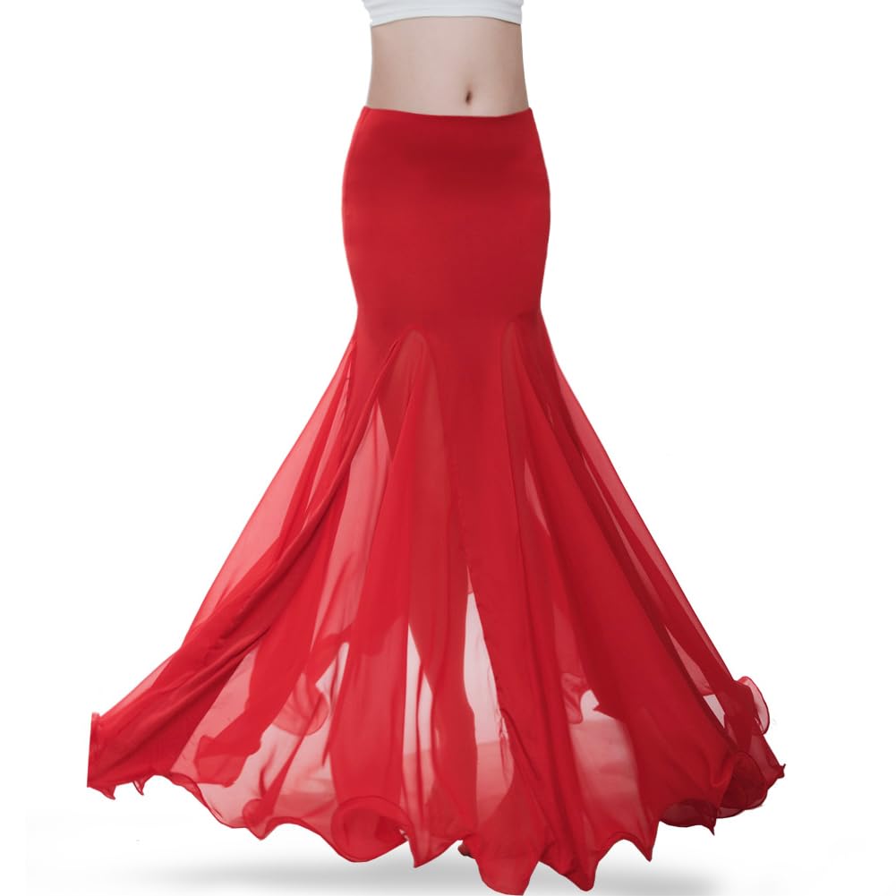 ROYAL SMEELA Gonna da Danza del Ventre Lunga per Le Donne Gonna danzatrice del Ventre Donne Gonna Danza Ventre Chiffon gonne Ballo del Ventre Adulto Costumi di Danza del Ventre Gonna Danza Orientale