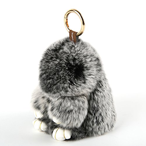 Preisvergleich Produktbild YISEVEN Plüsch Kaninchen Schlüsselanhänger Osterhase Anhänger Fell Kuscheltier Hase Fellbommel Türdekoration Häschen Taschenanhänger Tier Zubehör Geschenke Frauen Mädchen Auto Tasche, Schwarz