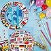 APOWBLS International World Flags Decorations Tableware - Olympic Party Decorations Supplies, Plate, Cup, Napkin, Cutlery, Tablecloth, Travel Trip Around the World Globe Retirement Supplies | Serve 24