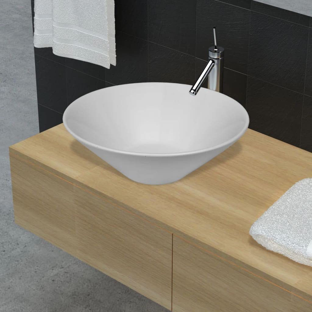 vidaXL - Lavabo de baño (cerámica), color blanco