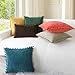 CaliTime Throw Pillow Covers Decorative 20 X 12 Inches Pack of 2 Cozy Solid Dyed Soft Chenille Cushion Cases with Pom Poms for Couch Sofa Bed Living Room Home Gold