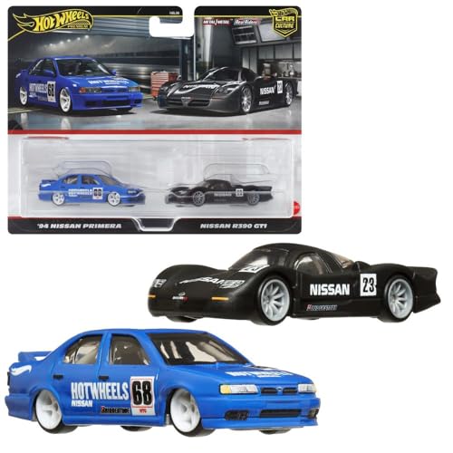 Pack 2 Vehículos Hot Wheels Nissan R390 GT1 y Nissan Primera miniatura 1