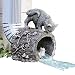 Collections Etc Curious Kitty Cat and Frog Gutter Downspout, Hand-painted, Hollow Tree Stump Design, Grey