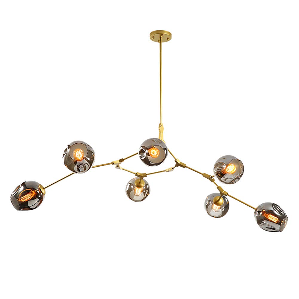 Adjustable Downrod Modern Glass Shade Magic Bean Pendant Lamp,Modern Molecular Chandelier,Creative Hanging Lighting Fixture-B 7 Lights