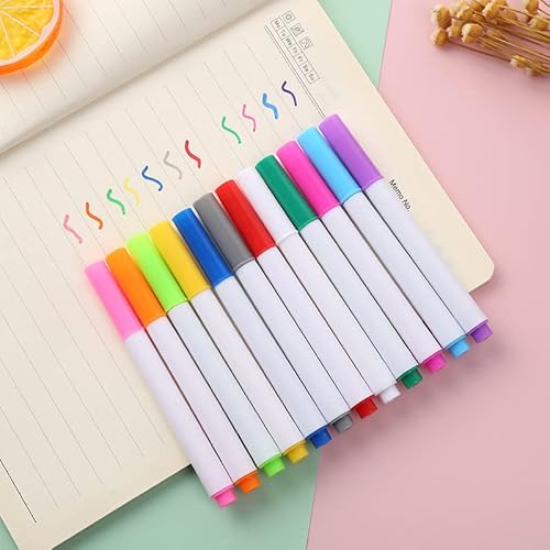 Qrytoi Washable Kids Coloring Markers Set - Suitable For Erasable Book Doodling Sets - 12 Erasable Color Marker Replacement Pens #TOP2