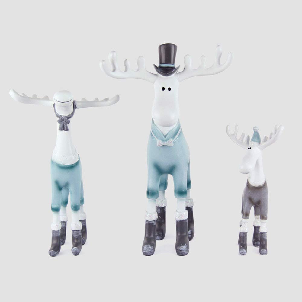 Statue de cerf en résine lot de 3 mignonnes figurines pour décoration de maison