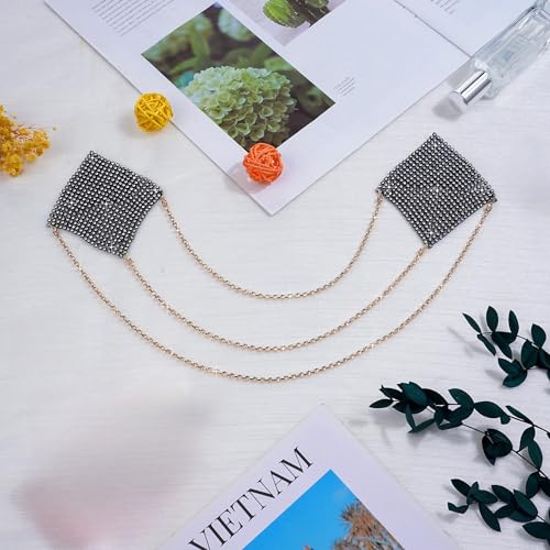 Image of ZGMYC Sparkly Rhinestones Metal Chain Nipple Cover with Tassel, Reusable Adhesive Pasties Sexy Bra Body Chain