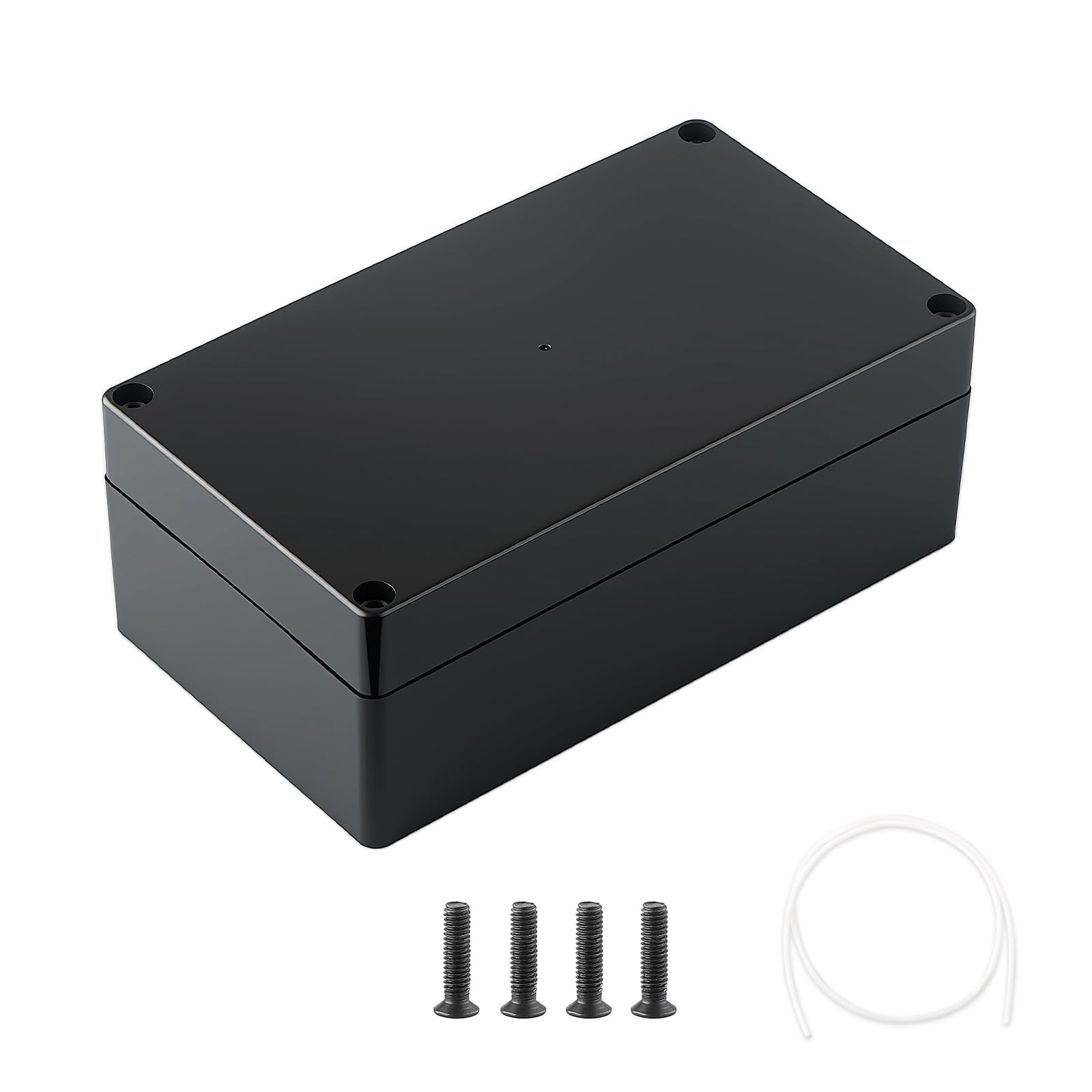 Black Plastic Power Supply Waterproof Box, Indoor And Outdoor Security Monitoring Electronic Connection Box, Switch Button Box, Wiring Distribution Box(158x90x65mm)