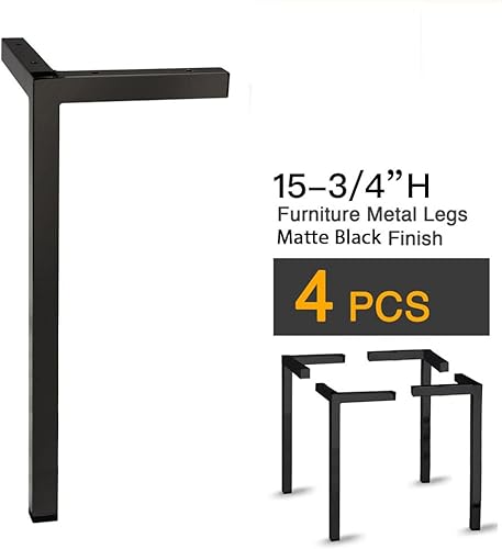 Miniatura 7 de Muebles patas de metal, tubo cuadrado de metal  juego de 4 nuevos (11-34 pulgadas de alto, negro)
