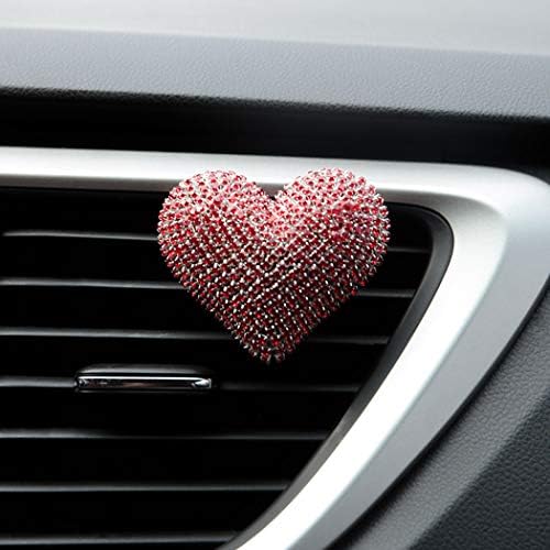 Forala Bling Crystal Car Fragrance Heart Car Diffuser Air Freshener with Vent Clip (Red Heart)